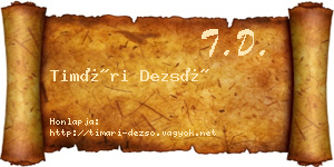 Timári Dezső névjegykártya